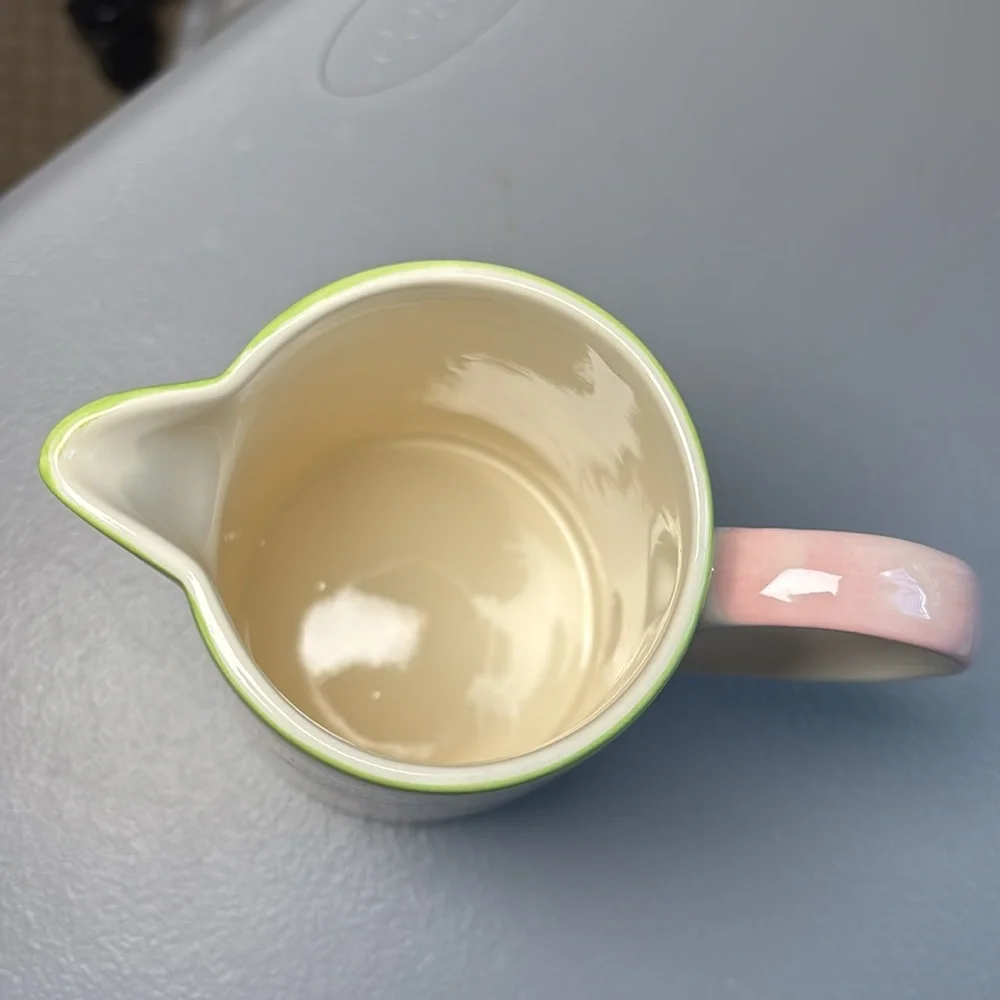 VTG April Cornell Strawberry Creamer Milk Pitcher Pink Red Green 2002